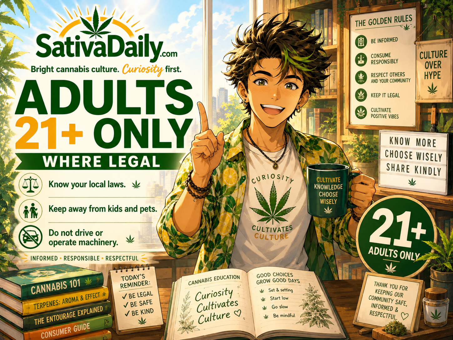 Adults 21+ only where legal cannabis warning poster.