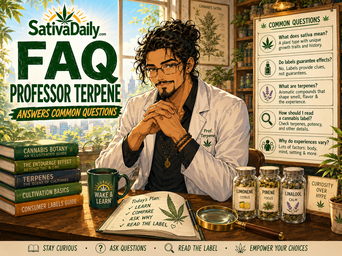 Professor Terpene FAQ desk scene.