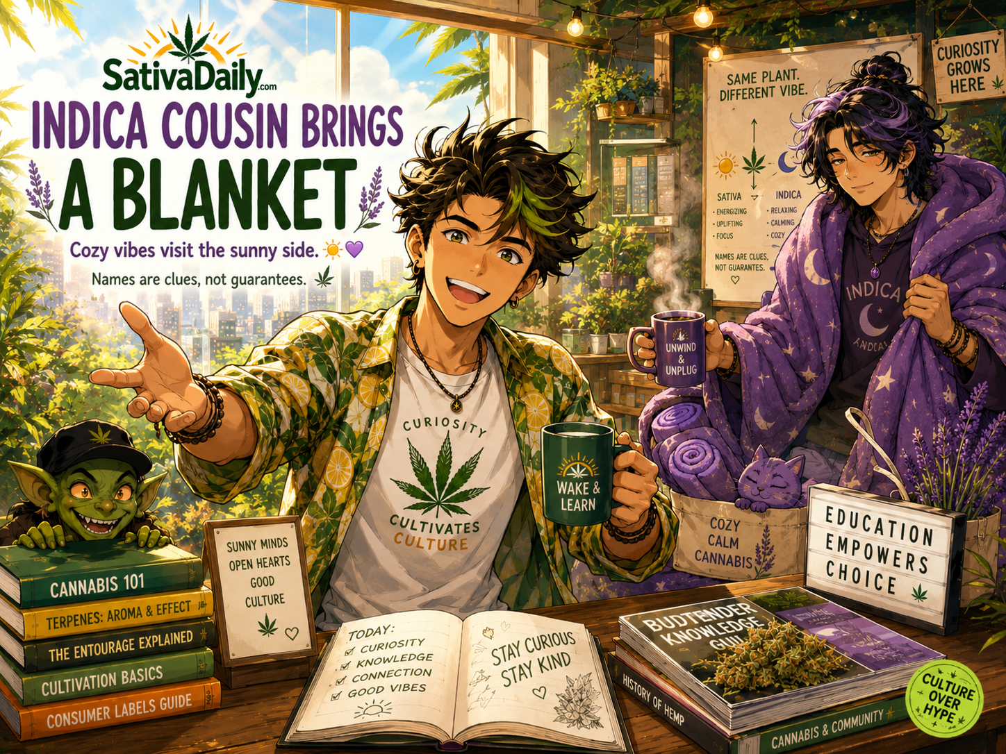 Indica Cousin brings a blanket into the SativaDaily room.
