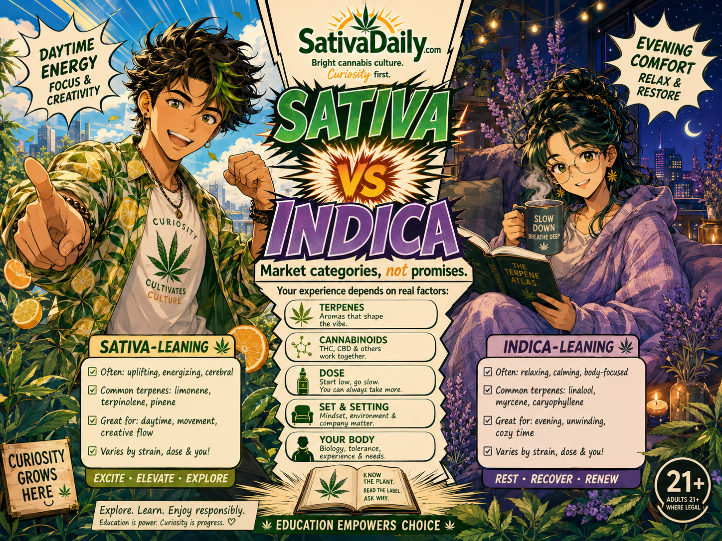 Sativa versus indica battle panel.