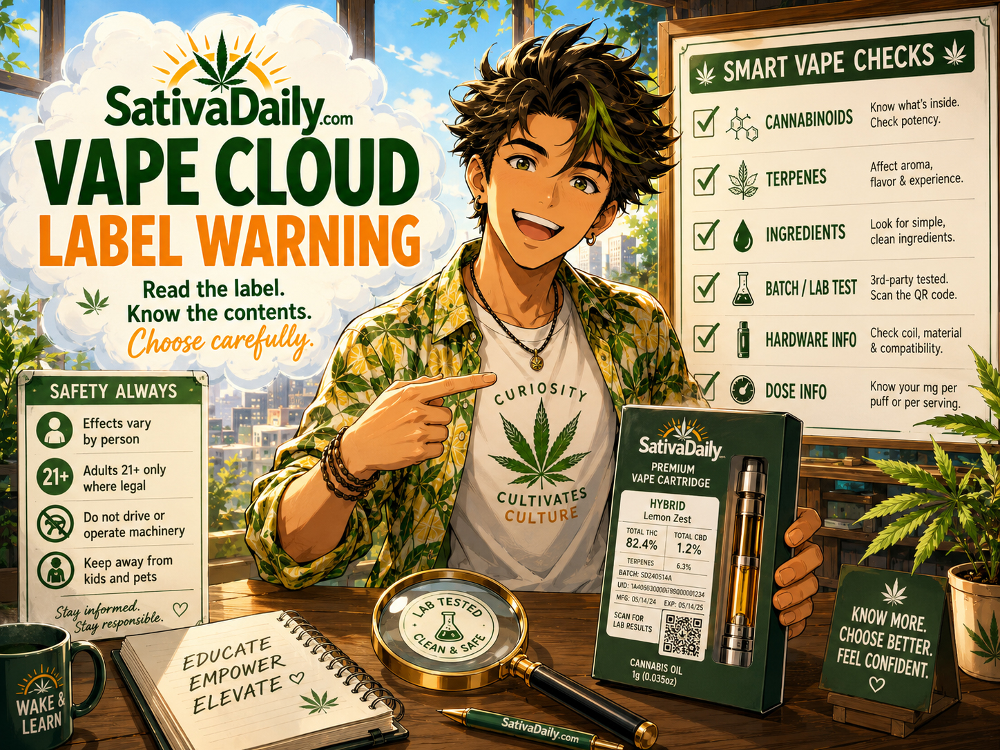 Vape cloud label warning poster.